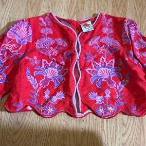 FARM Rio Red and Purple Floral Blouse